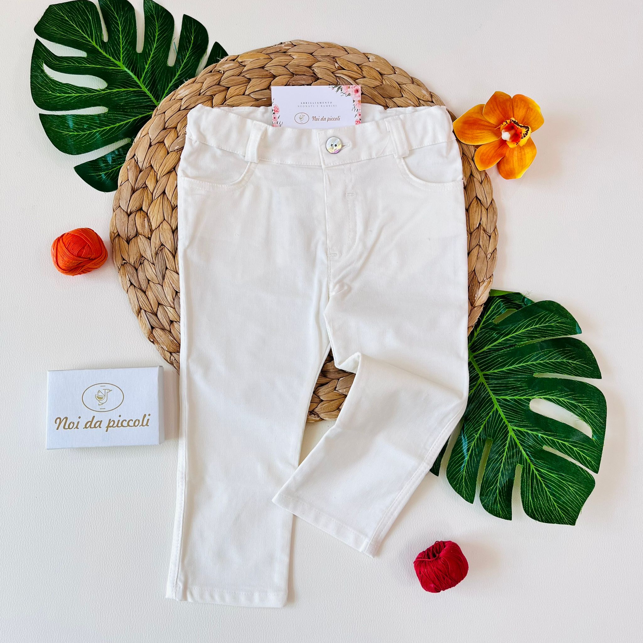 PANTALONE FIT VELLUTINO VANIGLIA - Noi da piccoli