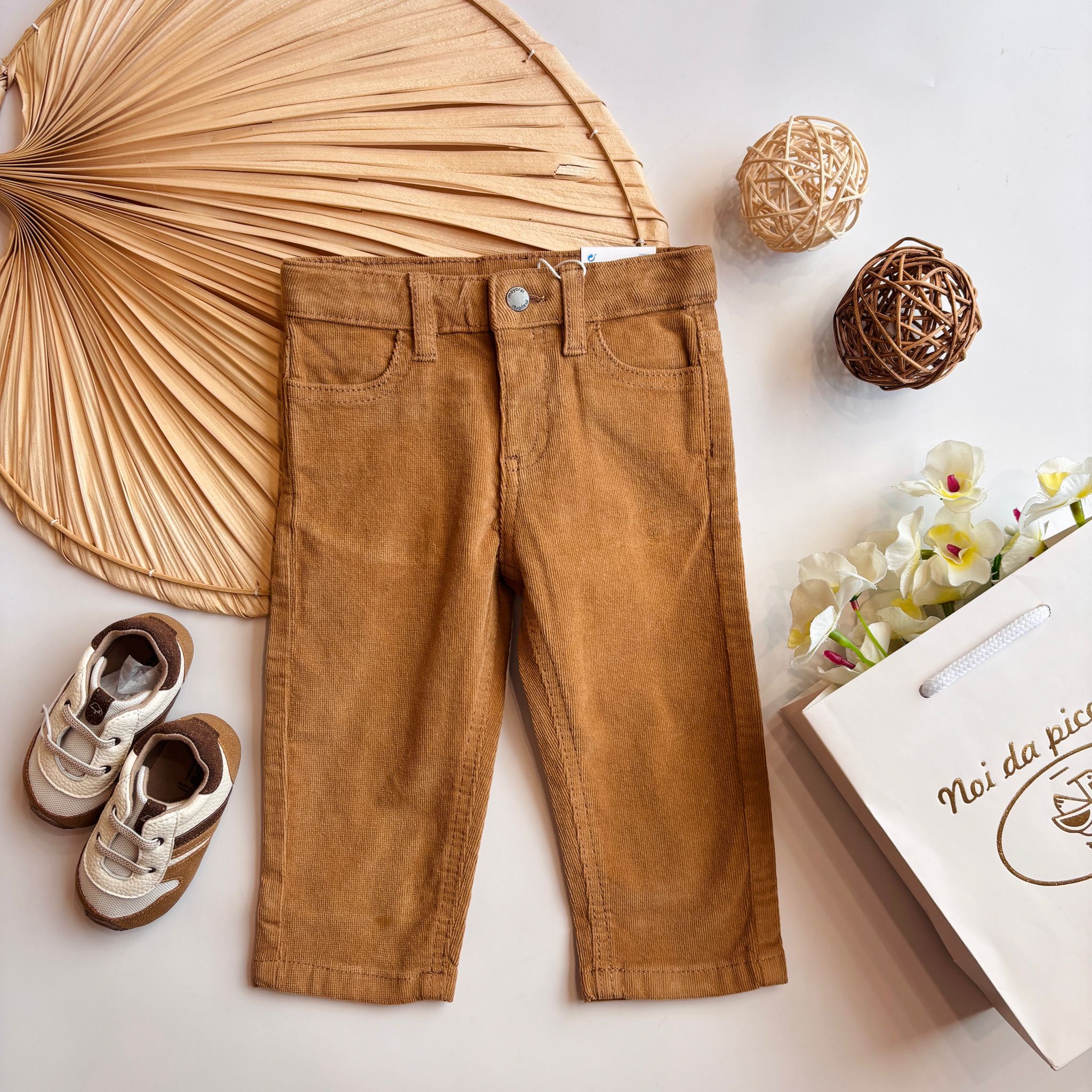 PANTALONE IN CALDO COTONE CAMMELLO - Noi da piccoli