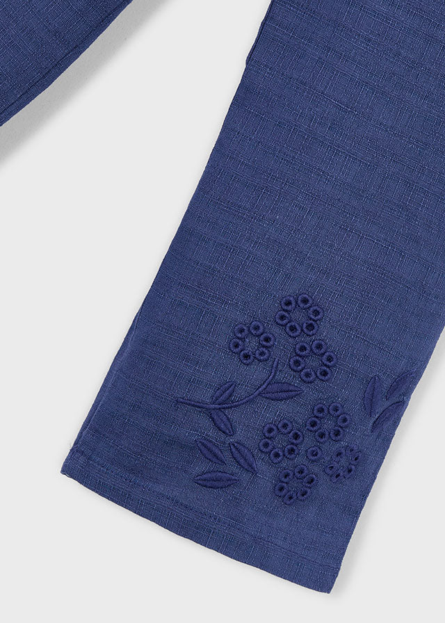 PANTALONE IN COTONE A ZAMPA CON FIORELLINI BLU - Noi da piccoli