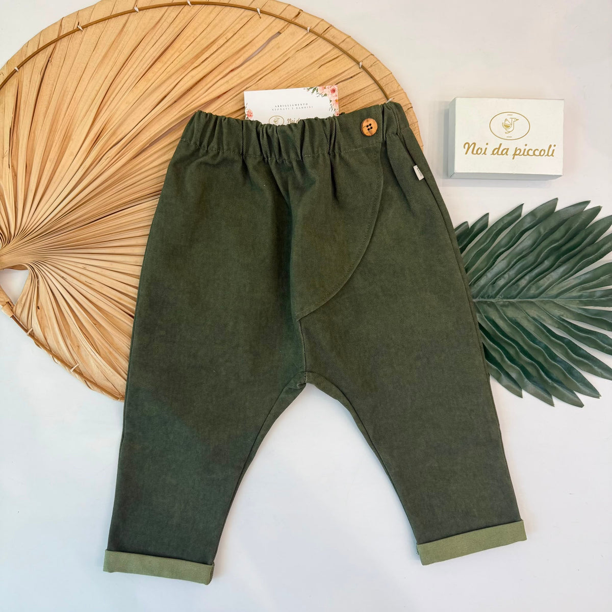PANTALONE IN COTONE CALDO VERDE - Noi da piccoli
