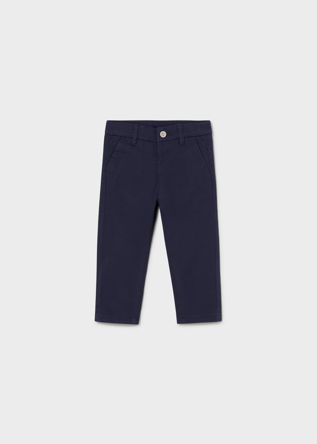 PANTALONE IN COTONE CON BOTTONCINO CHIARO MARINO - Noi da piccoli