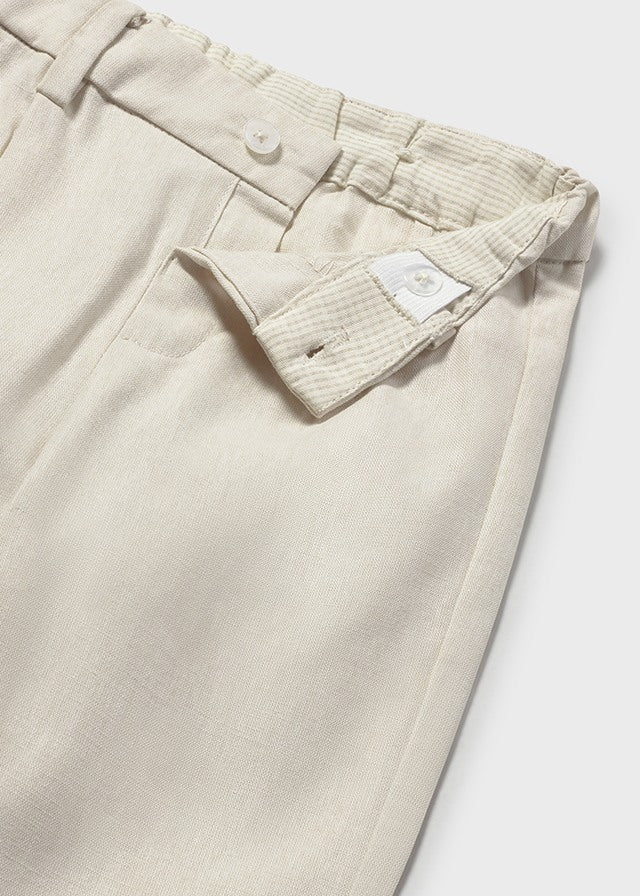 PANTALONE IN COTONE E LINO AVENA - Noi da piccoli