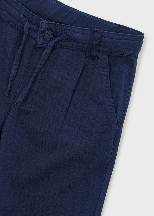 PANTALONE IN COTONE E LINO BLU - Noi da piccoli