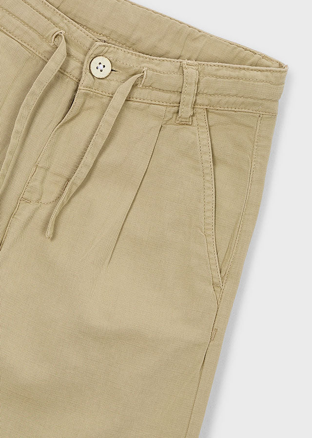 PANTALONE IN COTONE E LINO CAMMELLO - Noi da piccoli