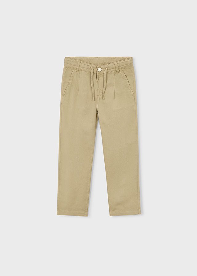 PANTALONE IN COTONE E LINO CAMMELLO - Noi da piccoli