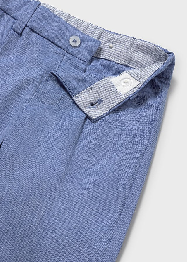 PANTALONE IN COTONE E LINO COBALTO - Noi da piccoli