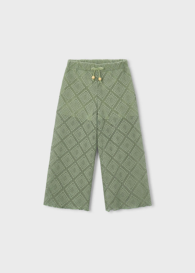 PANTALONE IN COTONE RICAMATO VERDE - Noi da piccoli