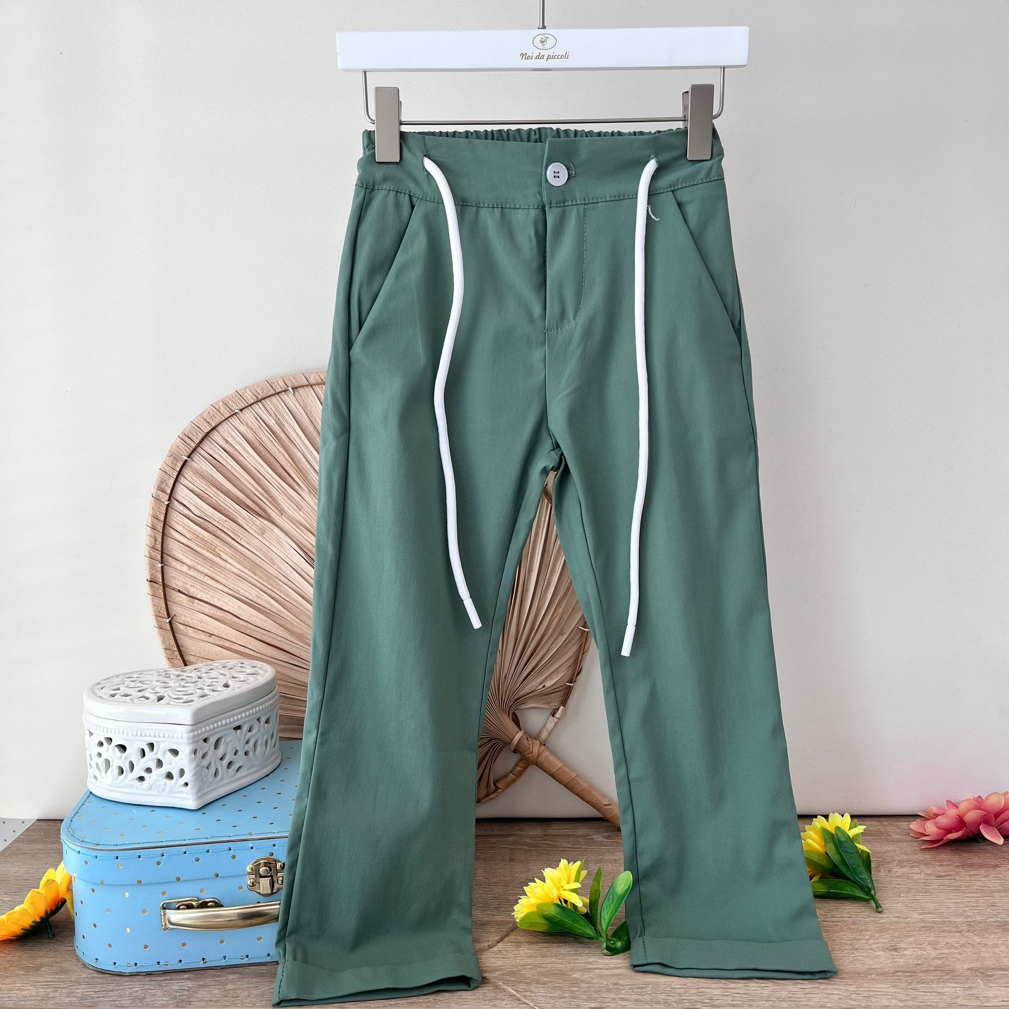 PANTALONE IN COTONE VERDE - Noi da piccoli