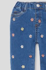 PANTALONE IN DENIM CON FIORELLINI DENIM - Noi da piccoli