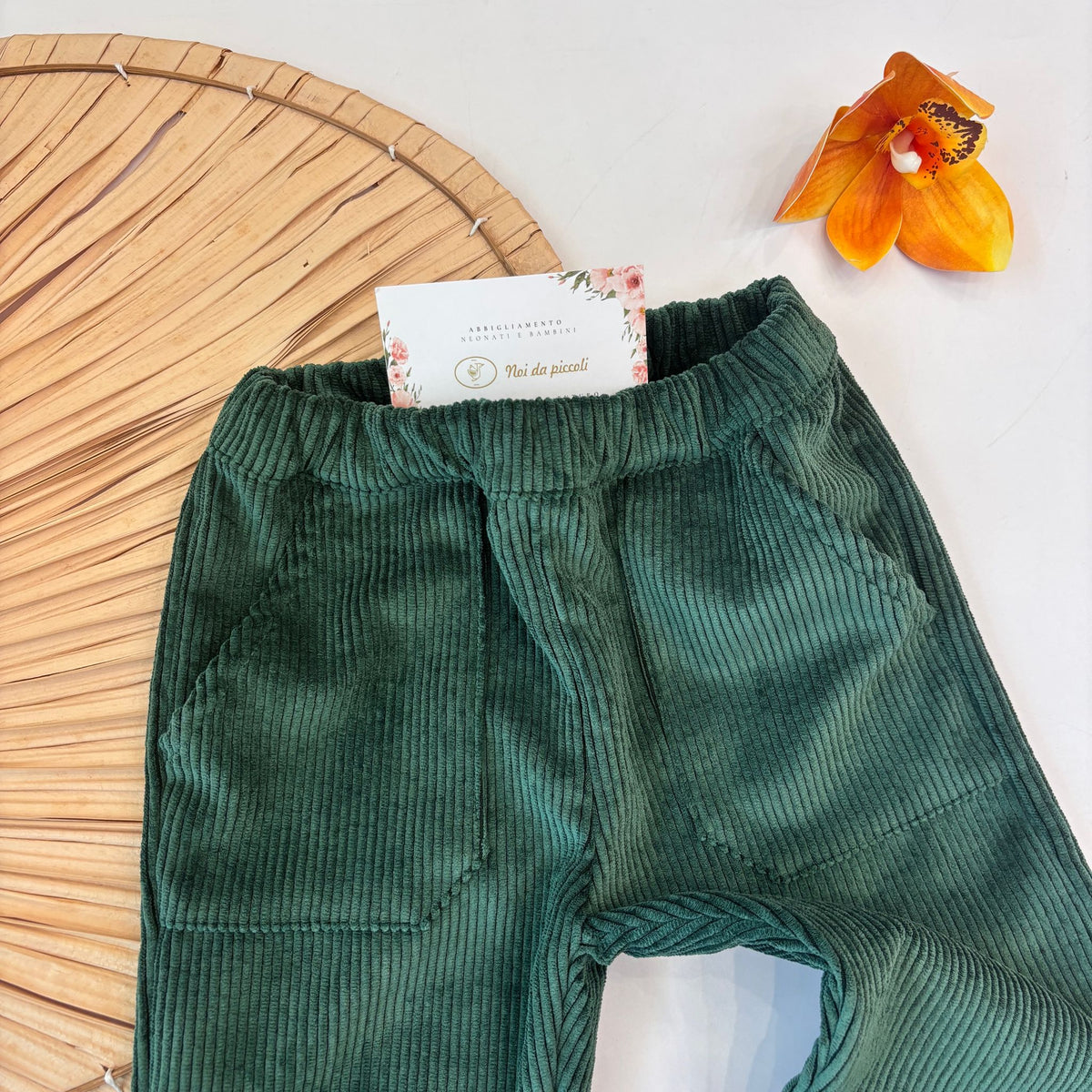 Pantalone in Pura Lana Verde Senape Nannafrufrù - dettaglio 1