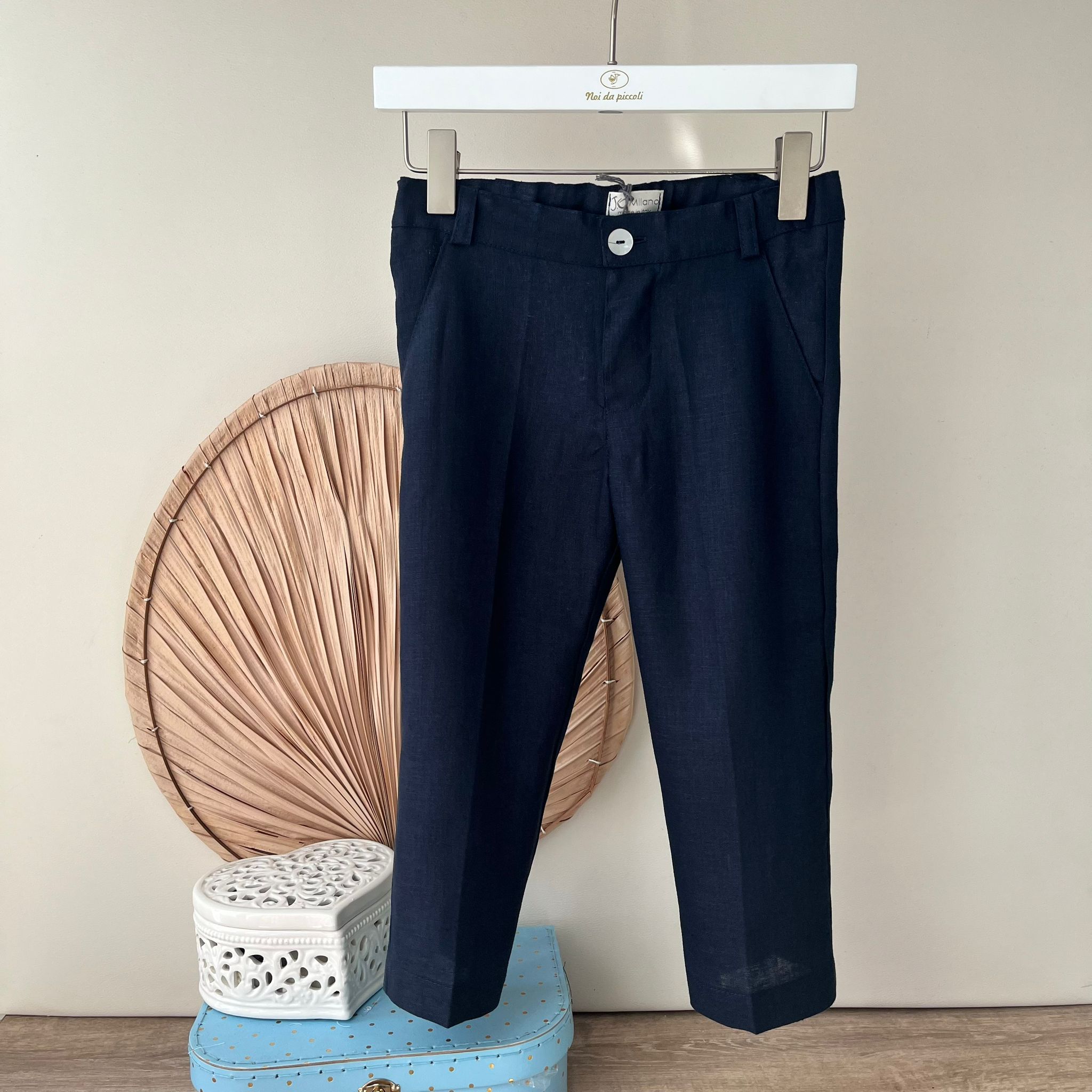 PANTALONE LUNGO 100%LINO BLU - Noi da piccoli