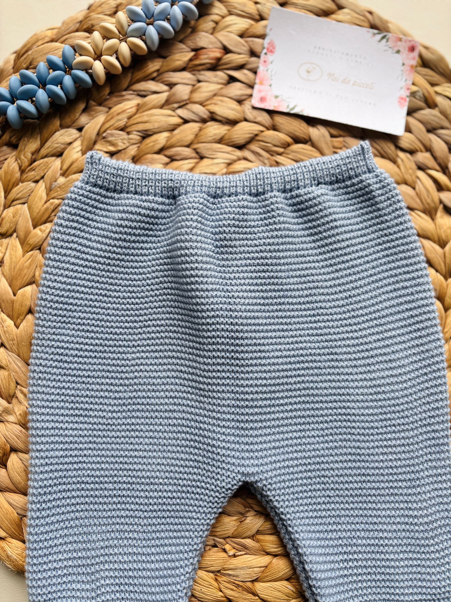 PANTALONE NEONATO IN COTONE E ACRILICO CIELO - Noi da piccoli