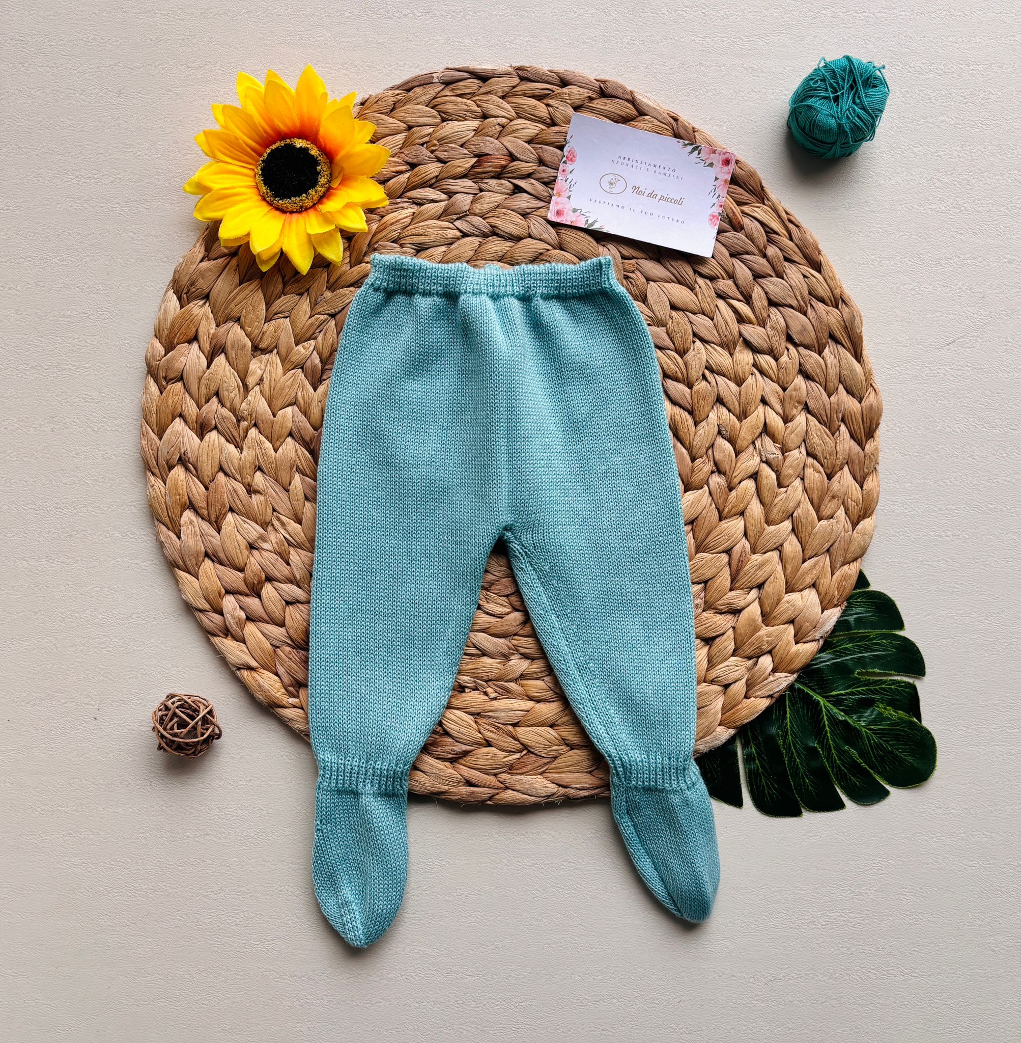 PANTALONE NEONATO IN COTONE E ACRILICO tiffany - Noi da piccoli