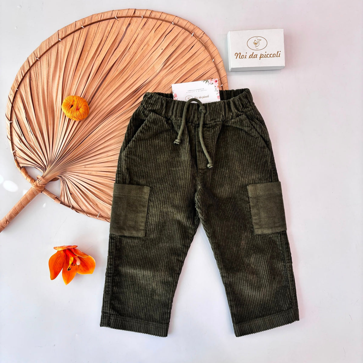 PANTALONE VELLUTO MILLERIGHE VERDE - Noi da piccoli