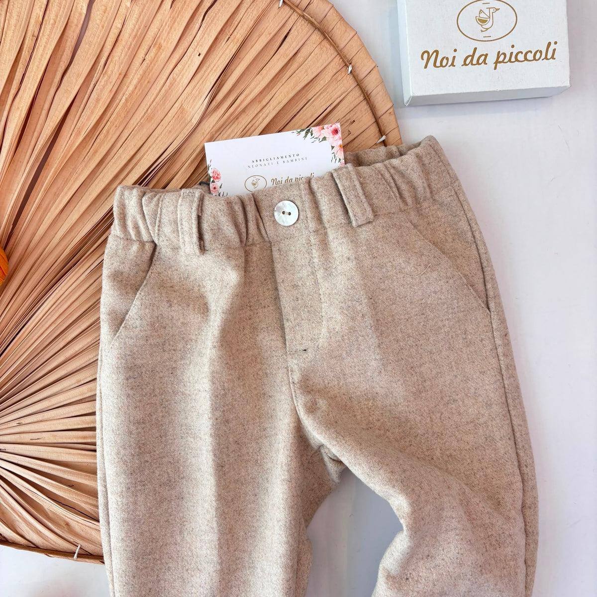 PANTALONE young boy in panno BEIGE - Noi da piccoli