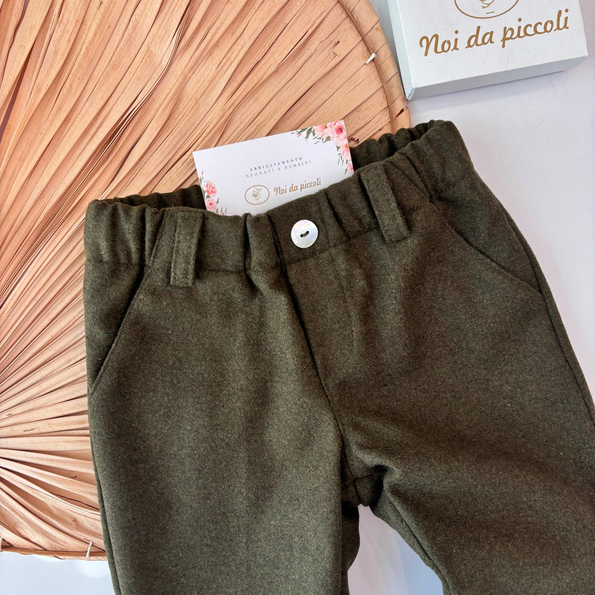 PANTALONE young boy in panno VERDE - Noi da piccoli