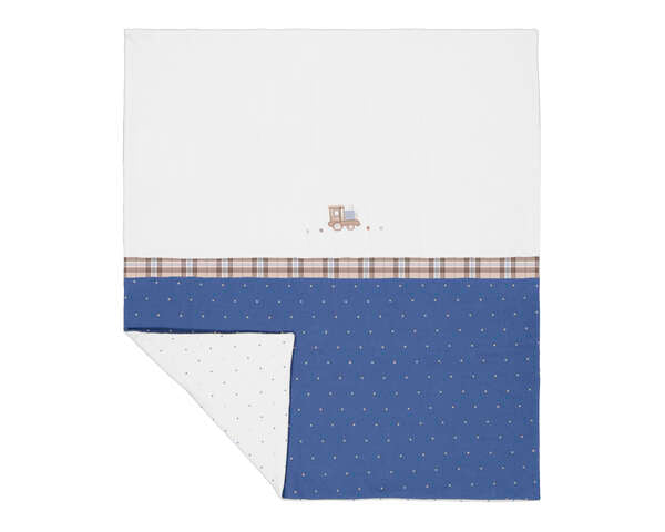 COPERTINA IN CINIGLIA A QUADRATINI  BIANCO BLU