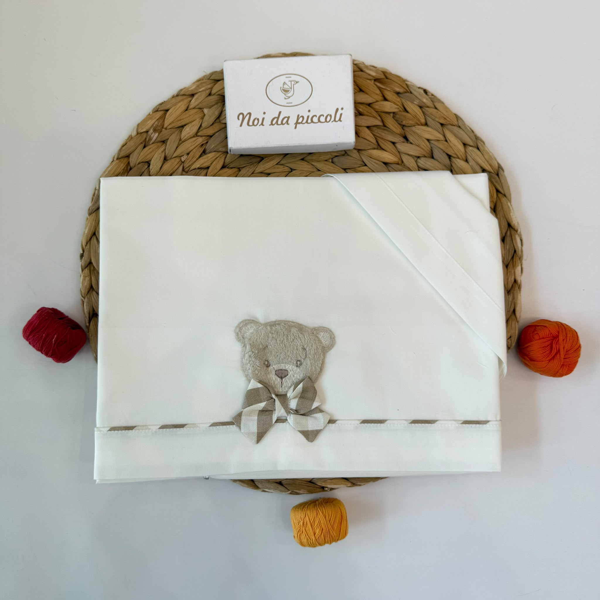 SET LENZUOLA IN COTONE CALDO PANNA CON DOLCE TEDDY