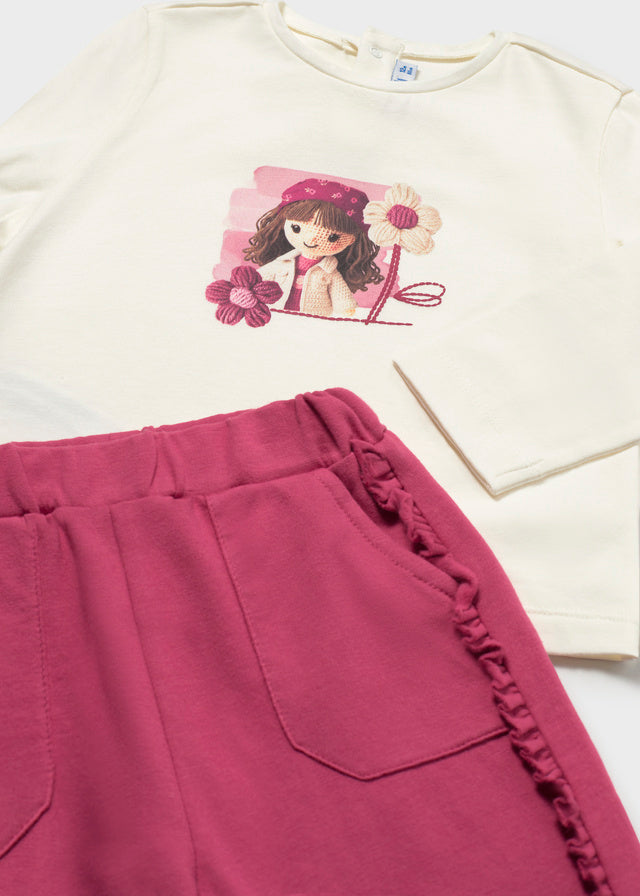 COMPLETO IN COTONE CALDO ROSA