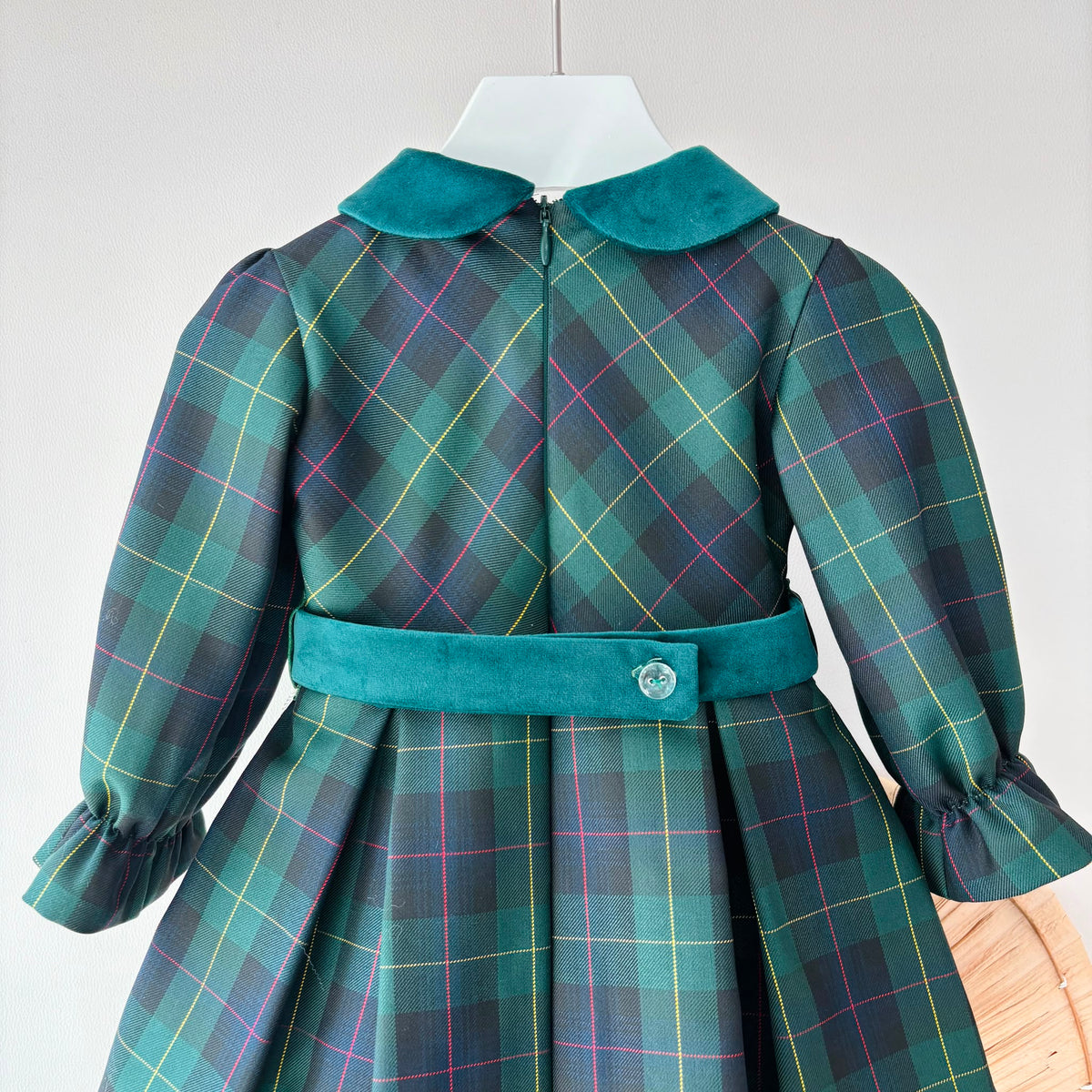 ABITO TARTAN E VELLUTO VERDE