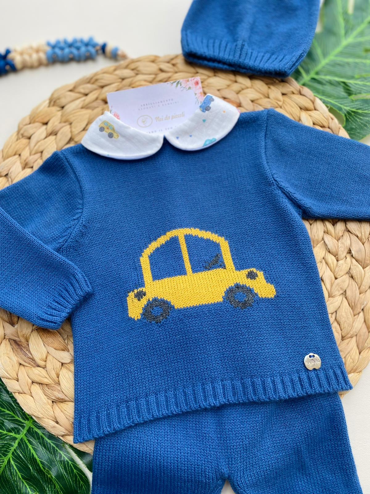 3 PC SET WITH COBALT BLUE WARM YARN CAR LITTLE CAR
