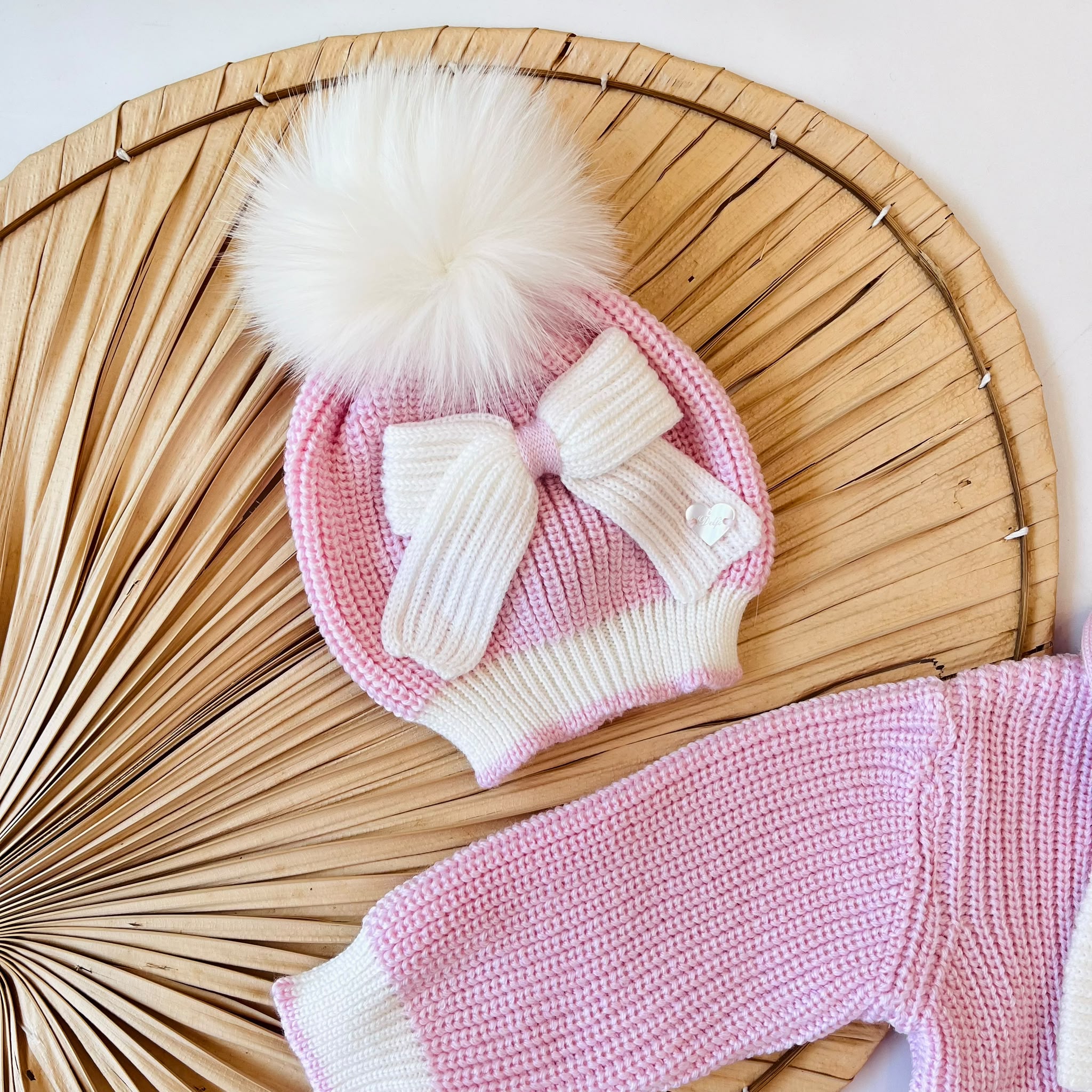 TUTINA CON PARURE 100% PURA LANA MERINO EXTRAFINE ROSA