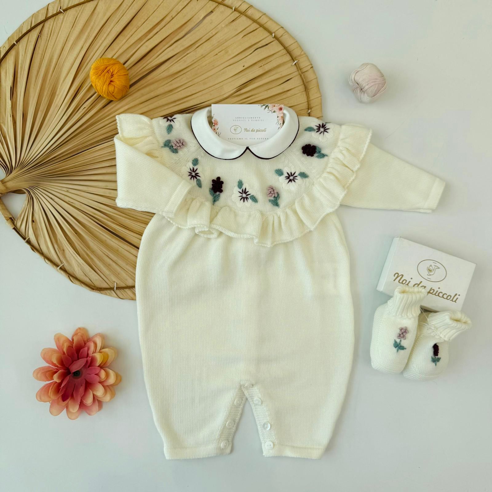 TUTINA CON BABBUCCE 100% PURA LANA MERINO EXTRAFINE PANNA