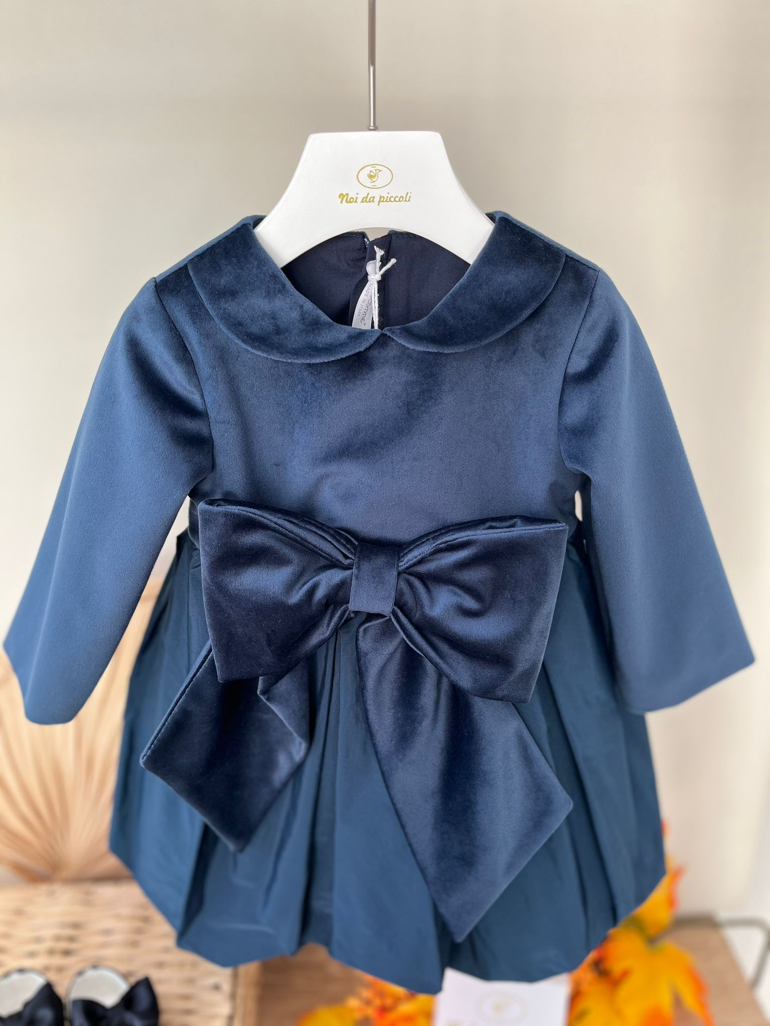 ABITINO ION VELLUTINO E TAFFETA' IN SETA  BLU