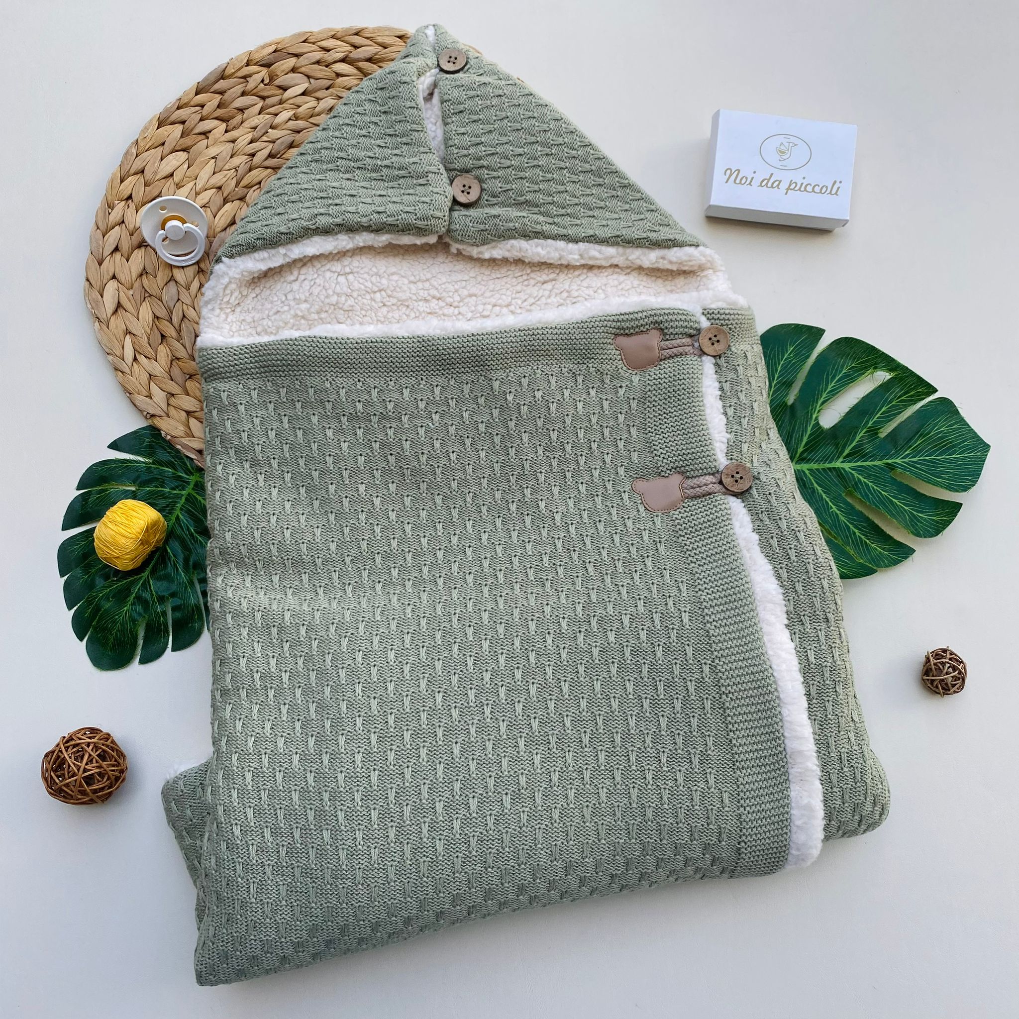 SACCO NANNA CON BOTTONCINI CINIGLIA SALVIA - Noi da piccoli