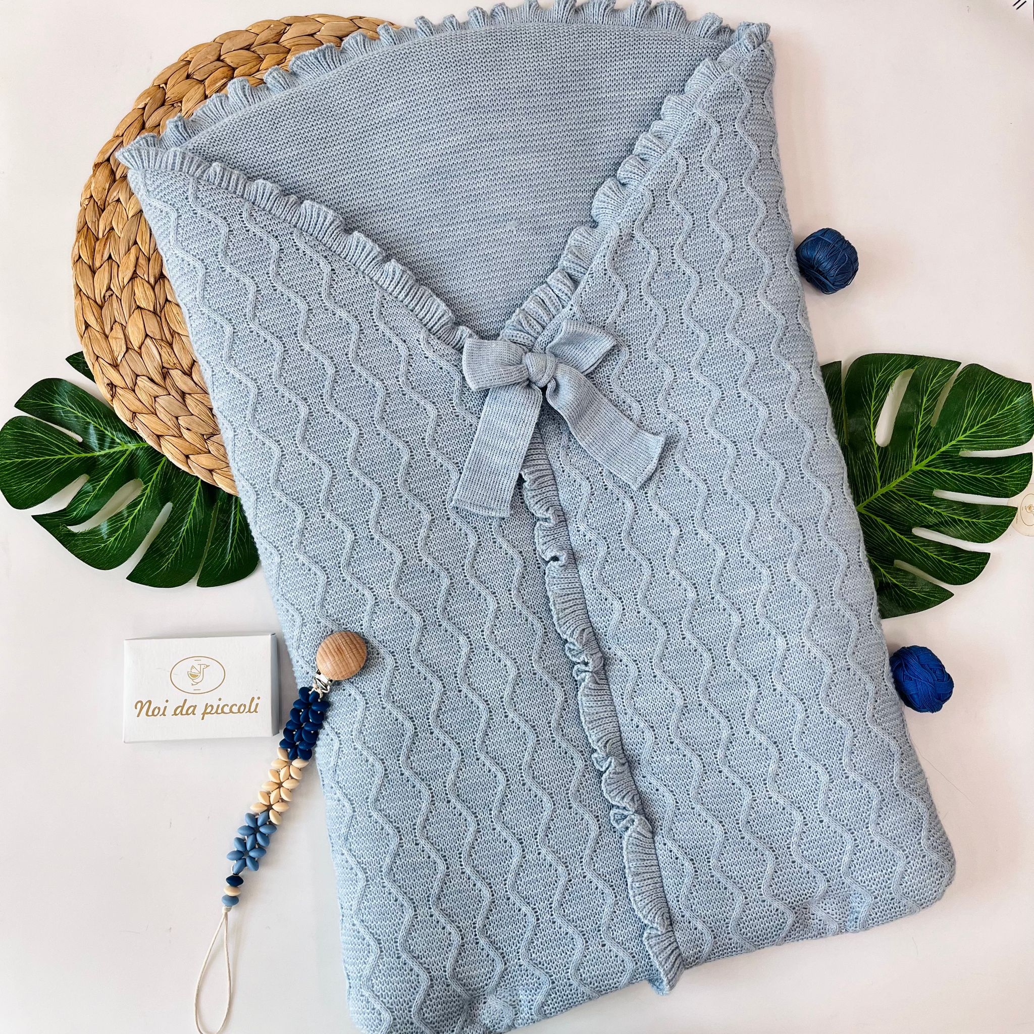 SACCO NANNA CON ZIP CENTRALE FILATO CALDO POLVERE INTRECCIO - Noi da piccoli