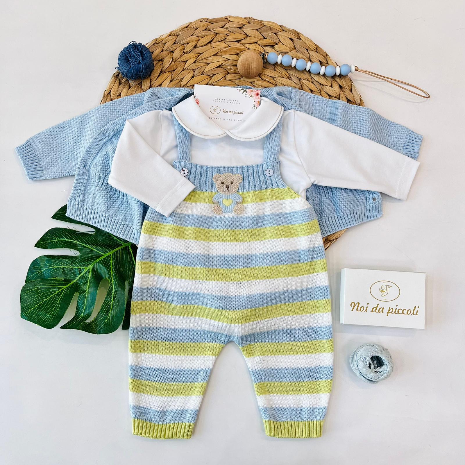 SALOPETTE 100% FILO DI COTONE POLVERE LIME - Noi da piccoli