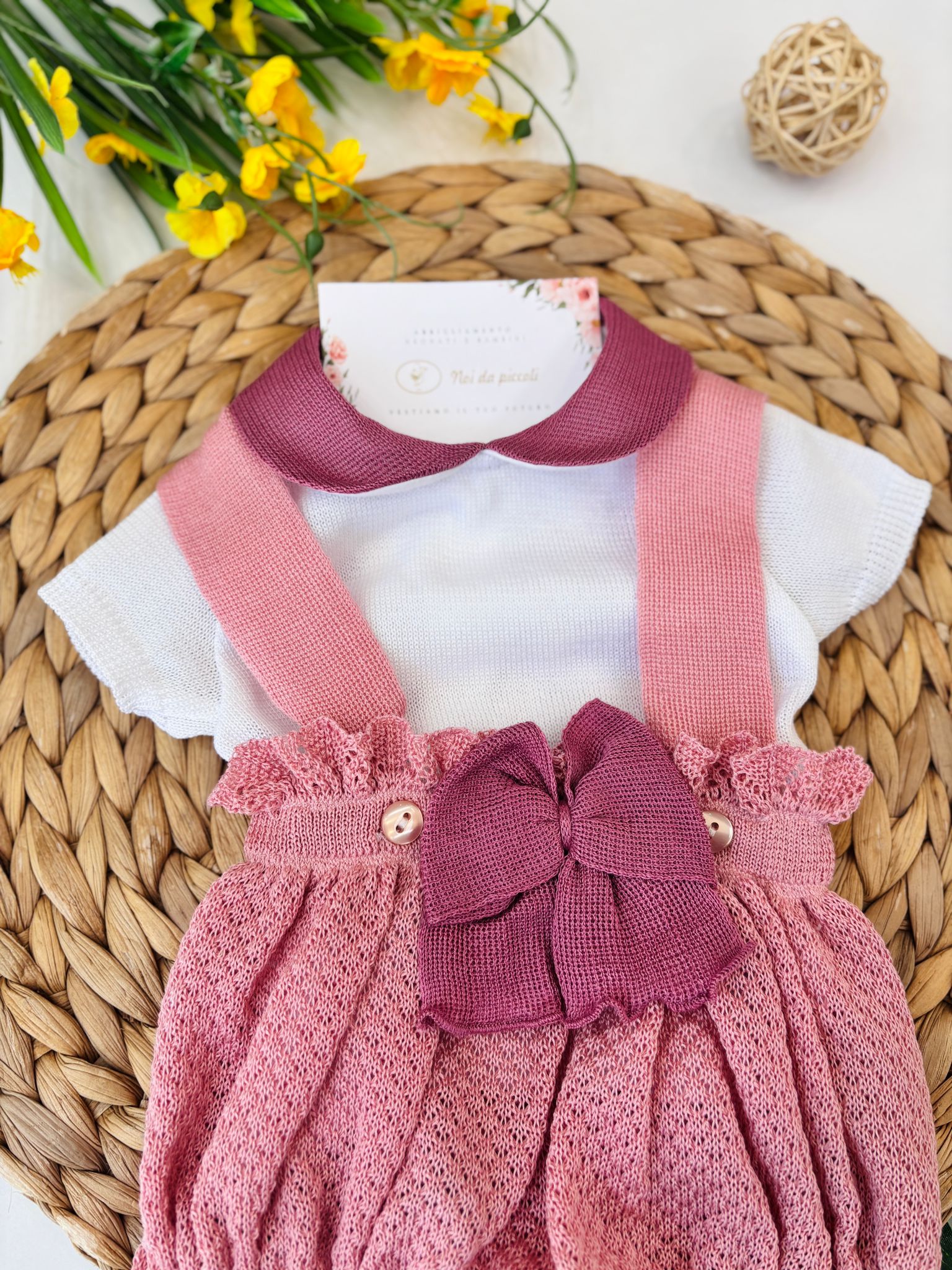 SALOPETTE 100% FILO DI COTONE ROSA - Noi da piccoli