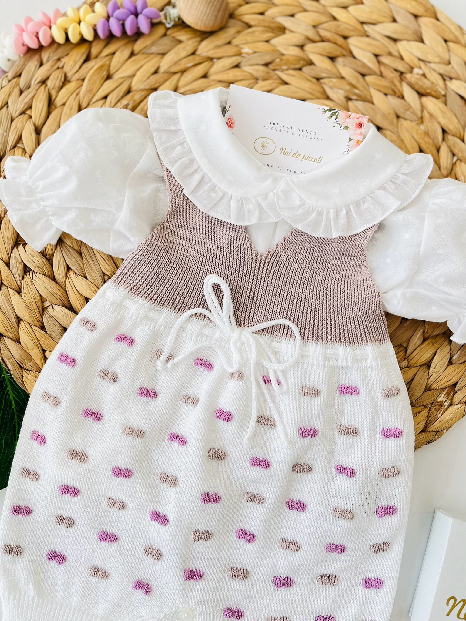 SALOPETTE CON BABBUCCE 100% FILO DI COTONE CICLAMINO MARSALA - Noi da piccoli