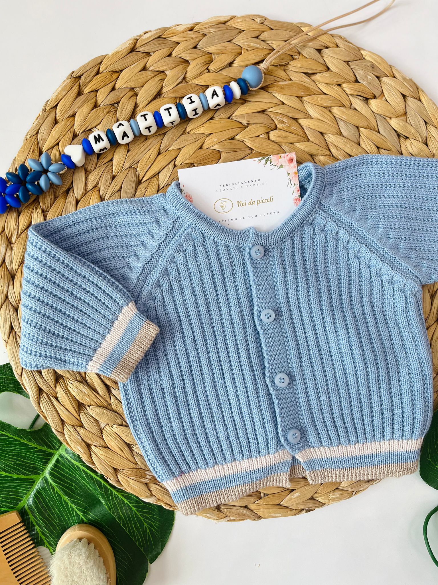 SALOPETTE CON BABBUCCE 100% LANA CIELO POLVERE NATURALBIO - Noi da piccoli