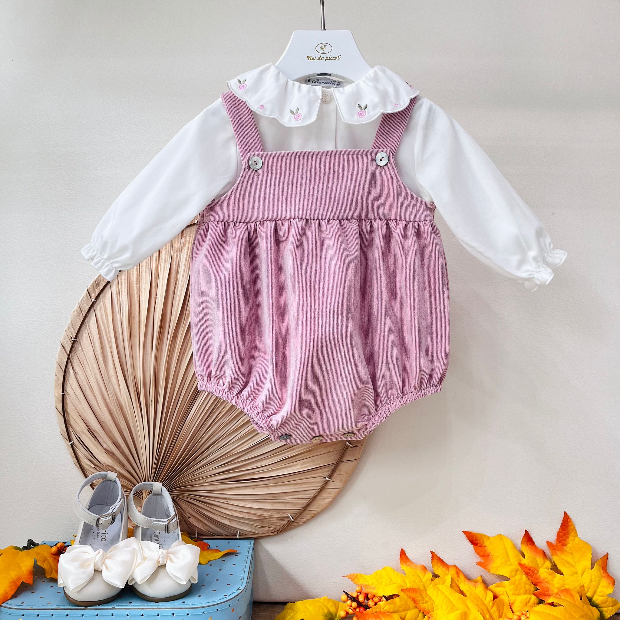 SALOPETTE CON BODY VELLUTINO A COSTINE MALVA - Noi da piccoli