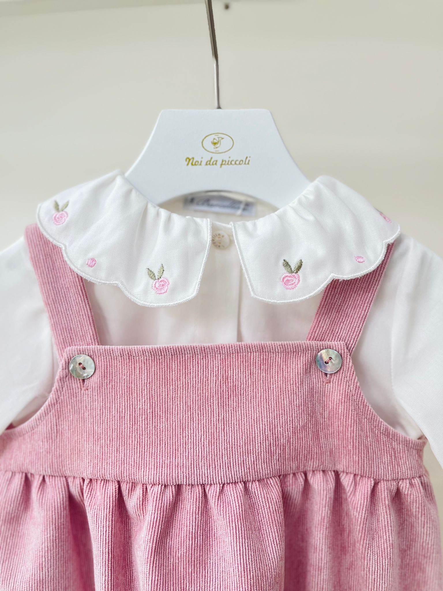 SALOPETTE CON BODY VELLUTINO A COSTINE MALVA - Noi da piccoli