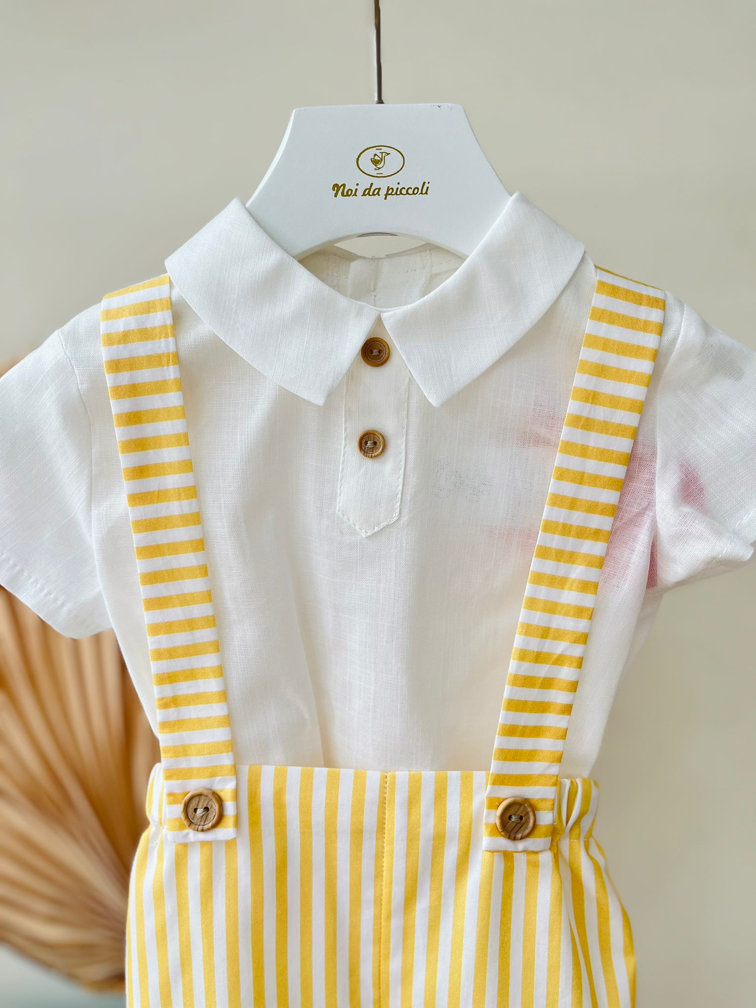 SALOPETTE CON CAMICIA LUCCA 100 % COTONE GIALLO - Noi da piccoli