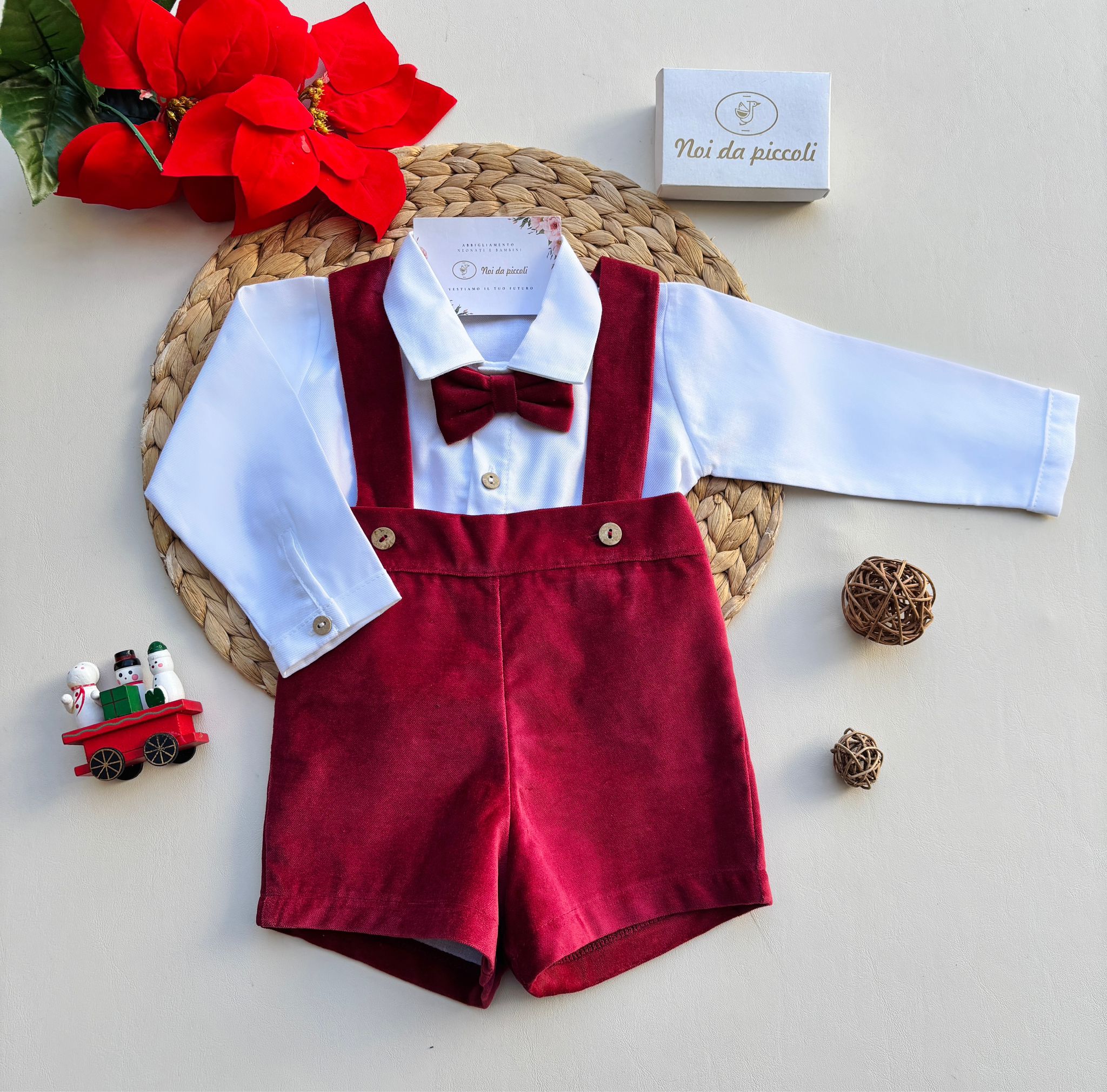 SALOPETTE CON CAMICIA rojo - Noi da piccoli