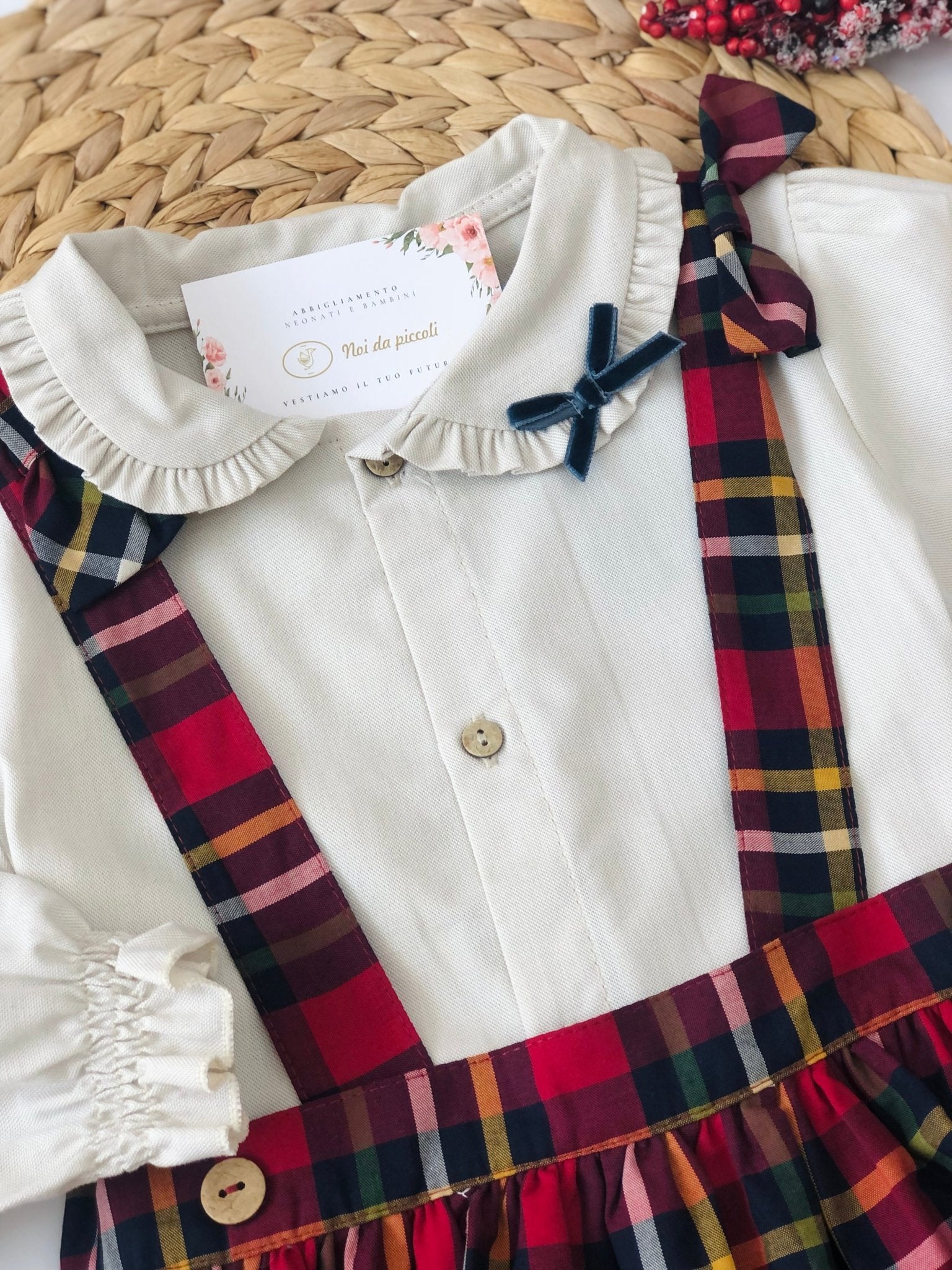 SALOPETTE CON CAMICIA SCOZZESE SCURO - Noi da piccoli