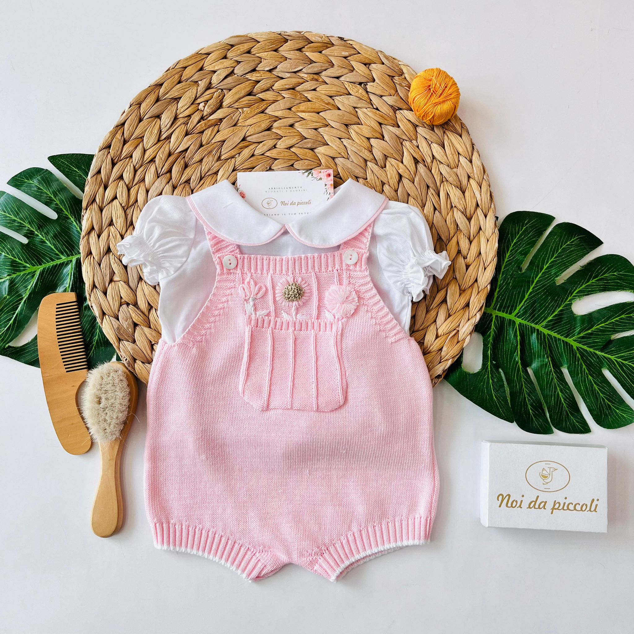 SALOPETTE CON CAMICINA 100% FILO DI COTONE BIANCO - Noi da piccoli