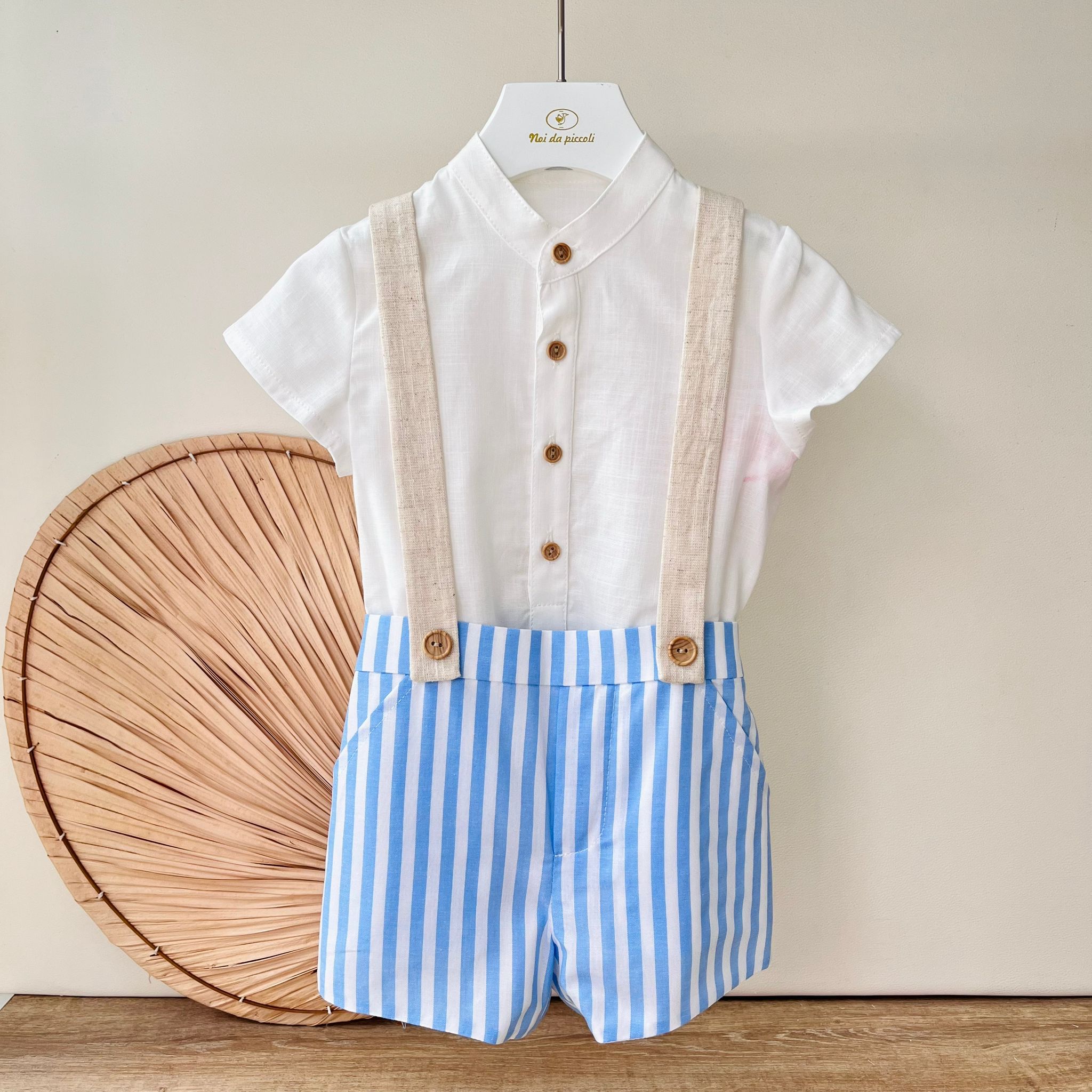 SALOPETTE CON CAMICINA VERONA 100 % COTONE CIELO - Noi da piccoli