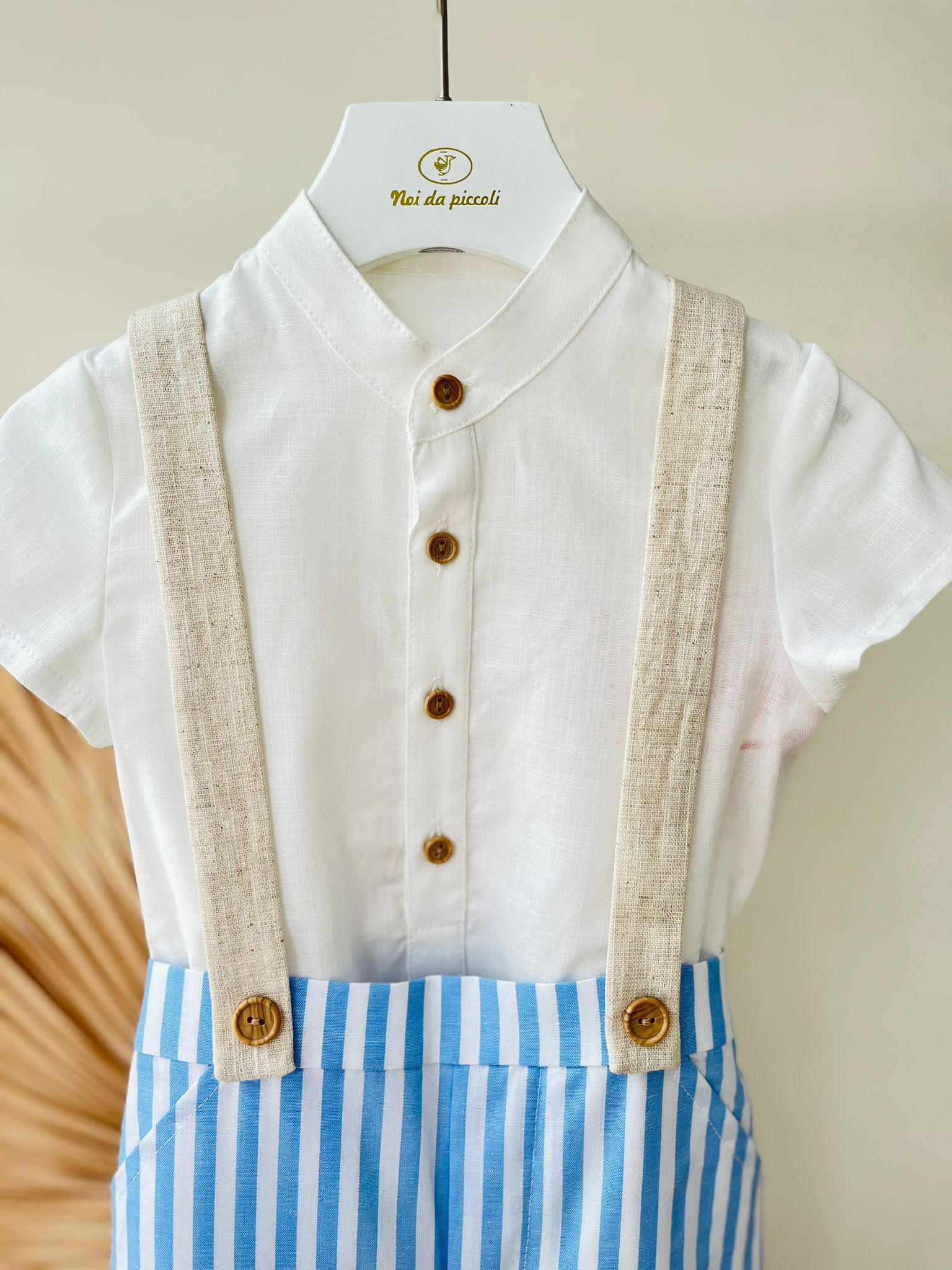 SALOPETTE CON CAMICINA VERONA 100 % COTONE CIELO - Noi da piccoli