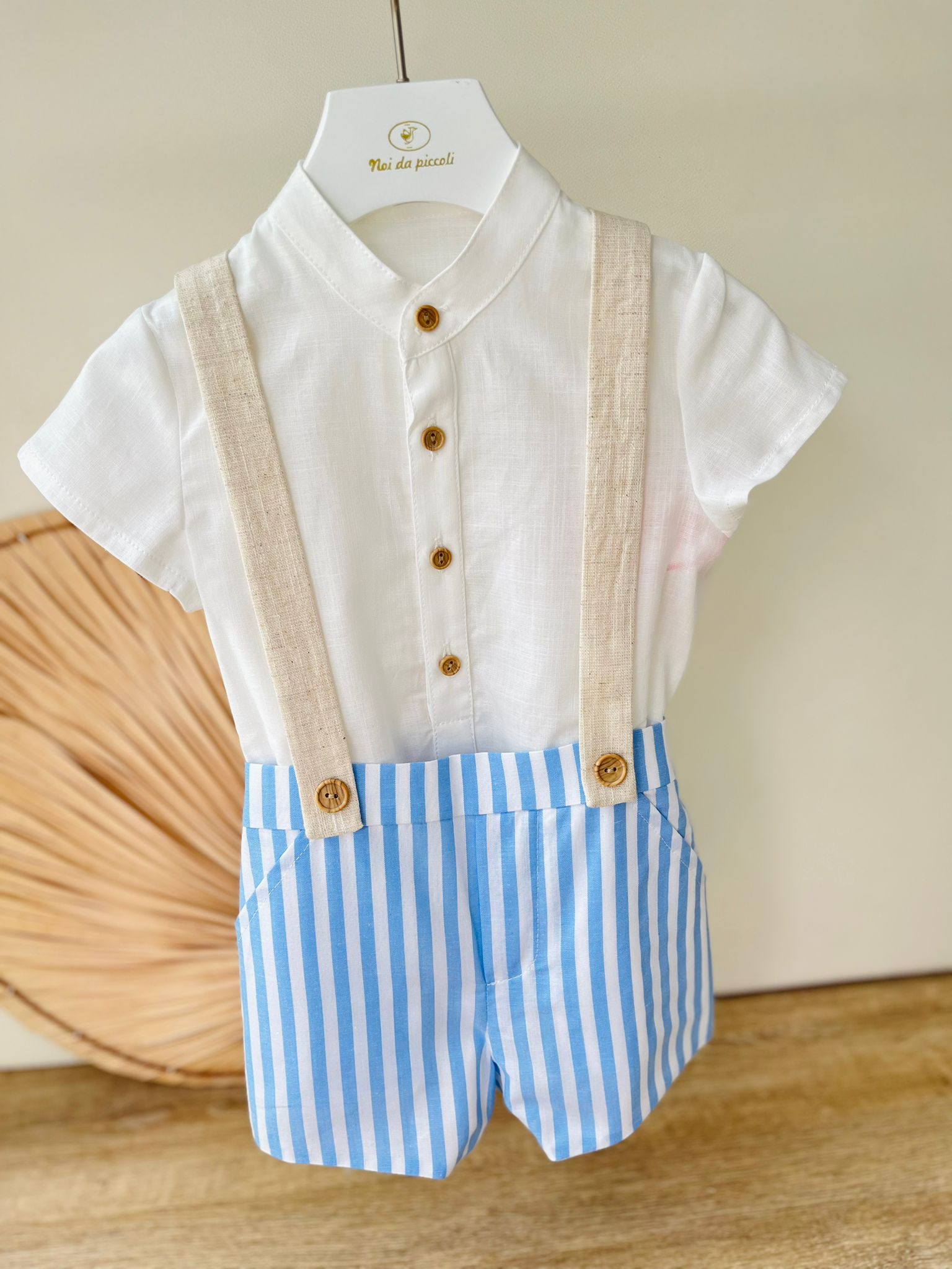 SALOPETTE CON CAMICINA VERONA 100 % COTONE CIELO - Noi da piccoli