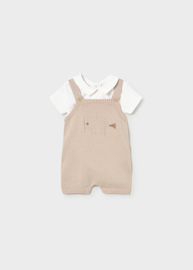 SALOPETTE CON MAGLIETTINA IN COTONE BEIGE - Noi da piccoli