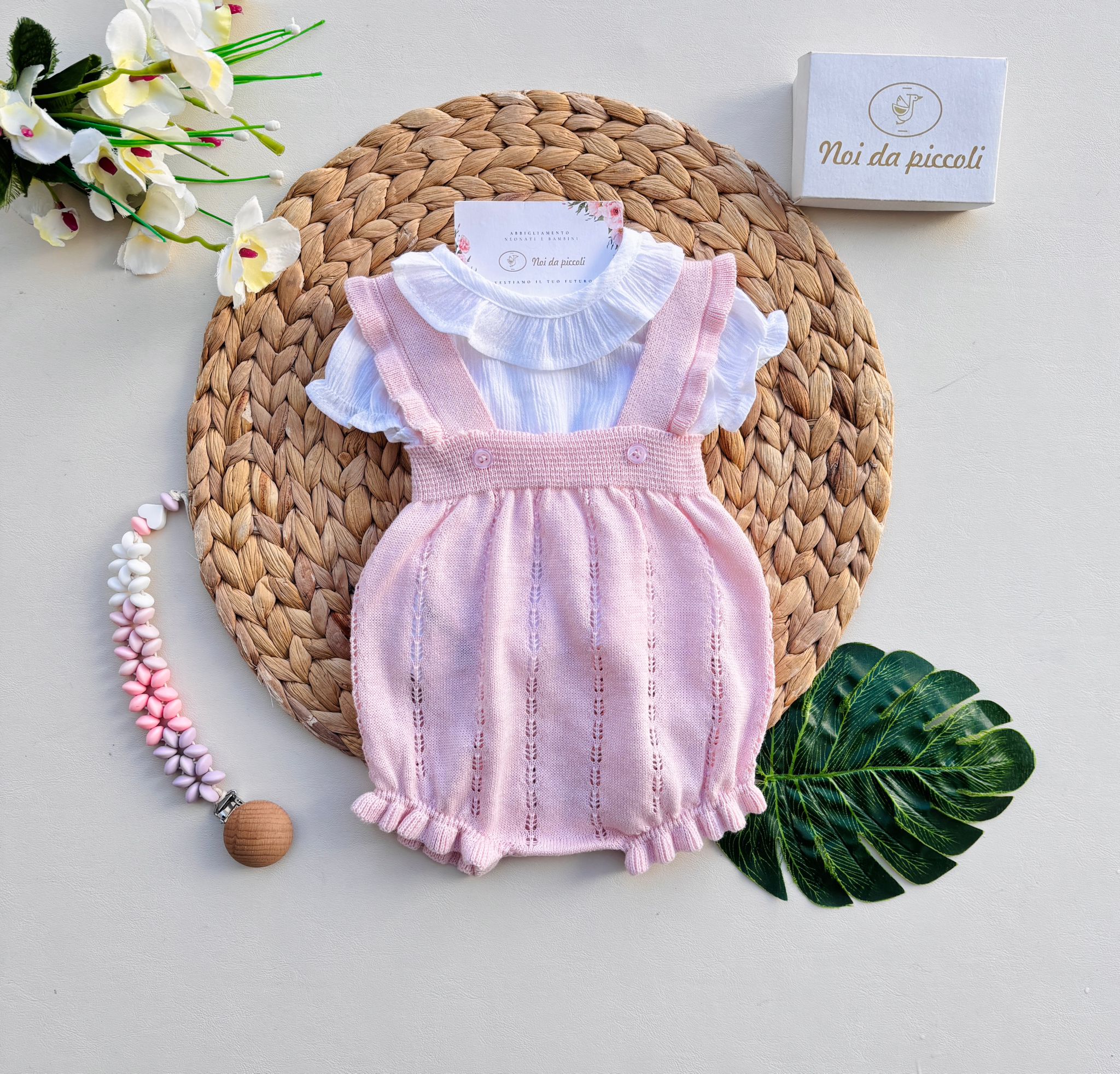 SALOPETTE CON MAGLIETTINA IN COTONE CUARZO - Noi da piccoli