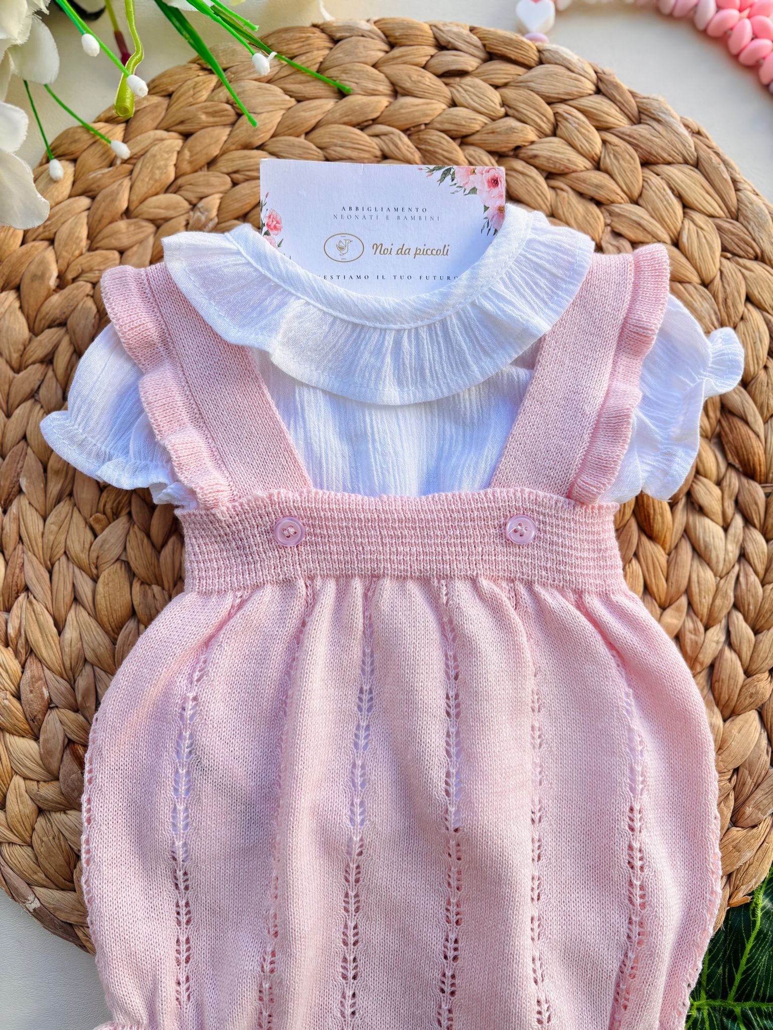 SALOPETTE CON MAGLIETTINA IN COTONE CUARZO - Noi da piccoli