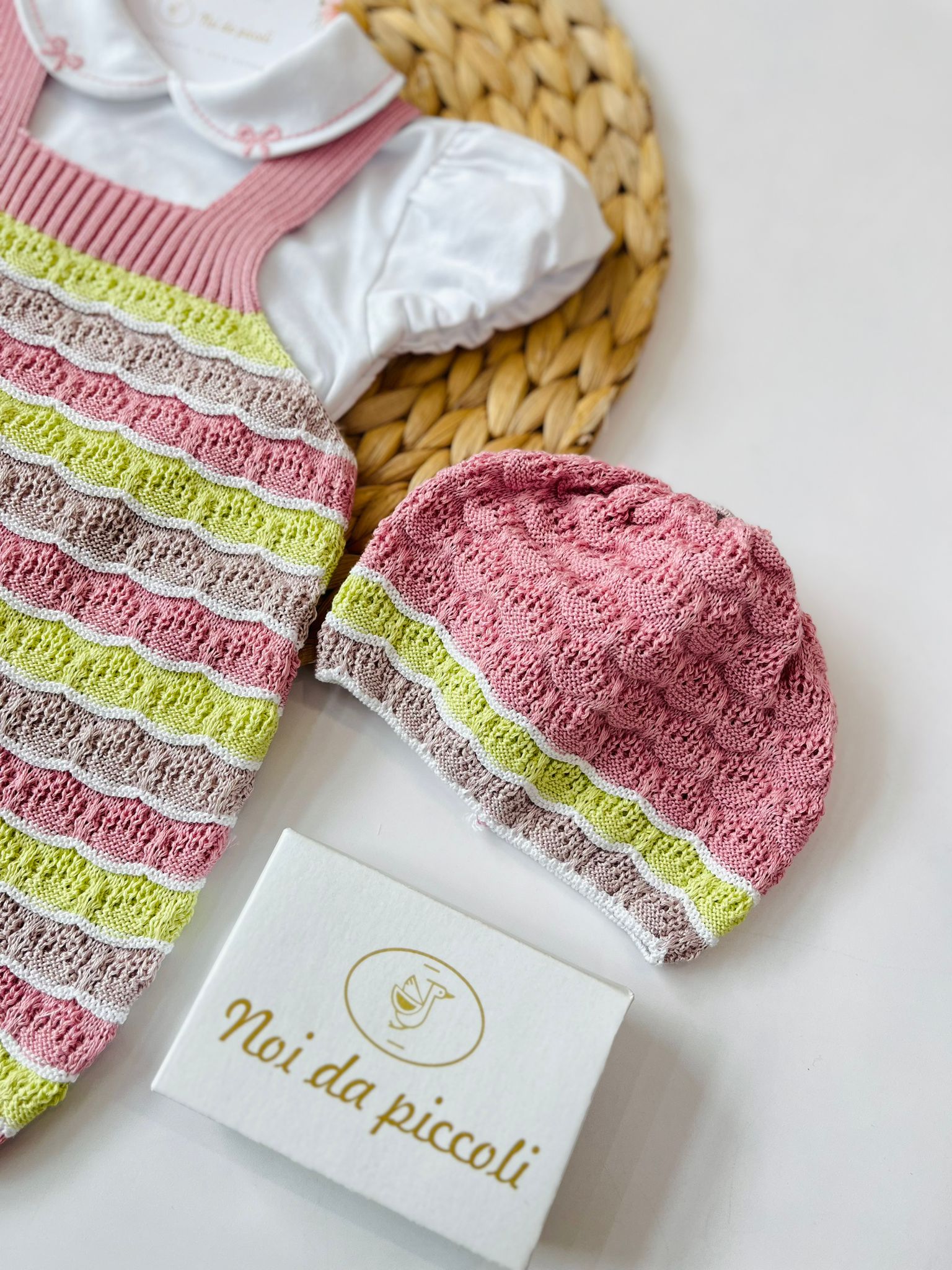 SALOPETTE CON PARURE 100% FILO DI COTONE MELOGRANO MULTICOLOR - Noi da piccoli