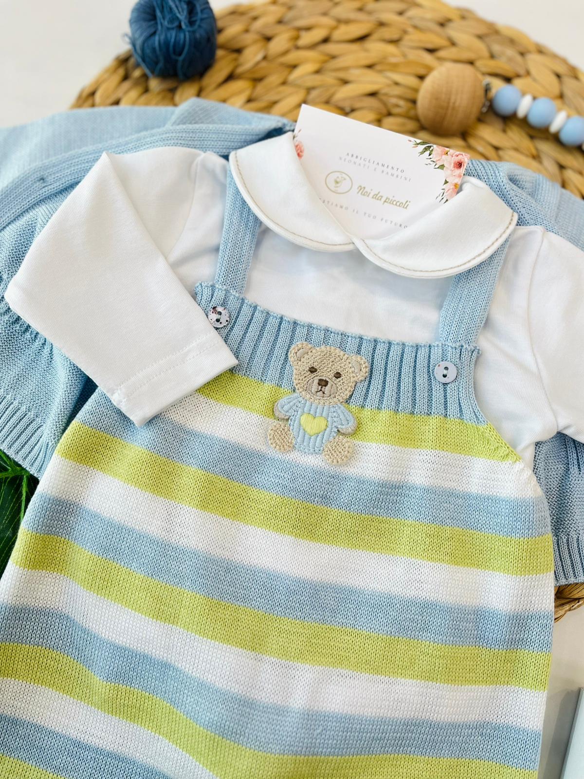 SALOPETTE CON PARURE 100% FILO DI COTONE POLVERE LIME - Noi da piccoli