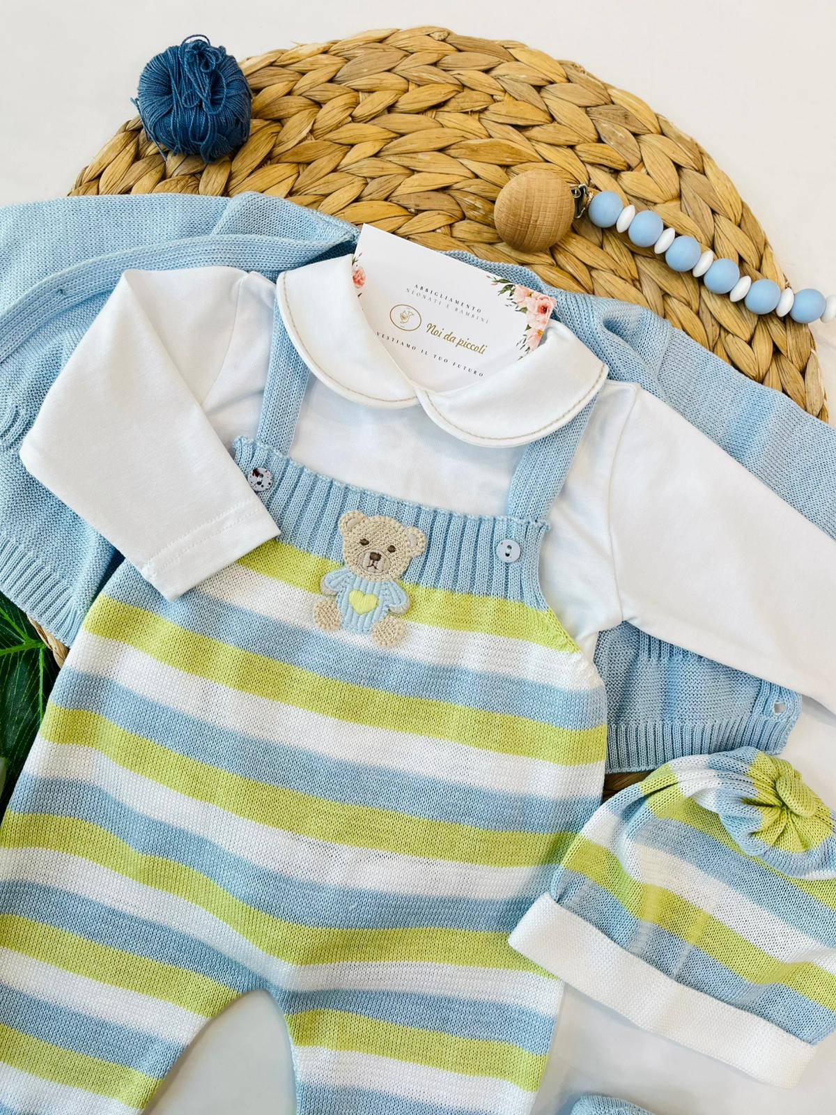 SALOPETTE CON PARURE 100% FILO DI COTONE POLVERE LIME - Noi da piccoli