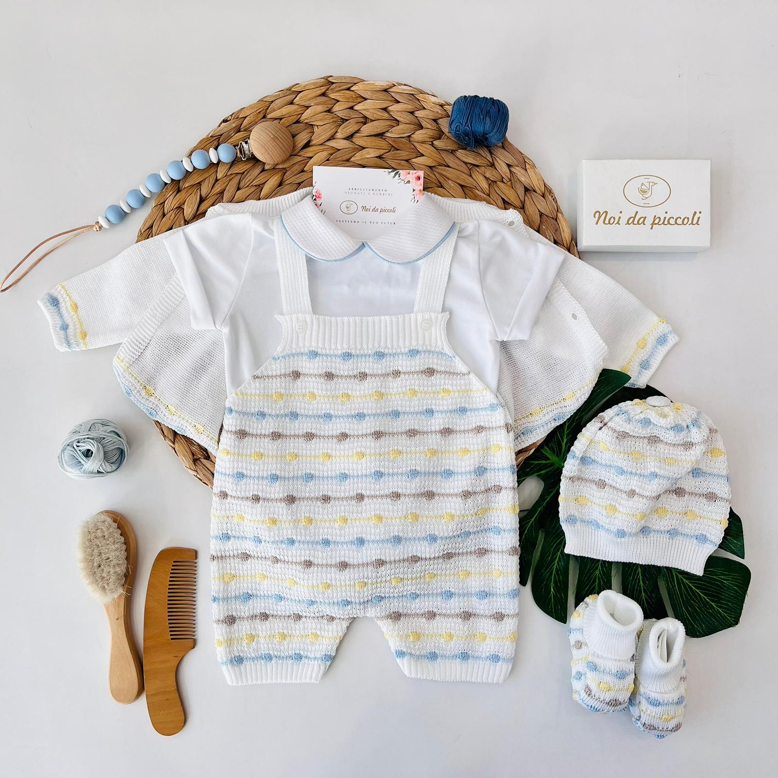 SALOPETTE CON PARURE 100% FILO DI COTONE POLVERE MULTICOLOR - Noi da piccoli